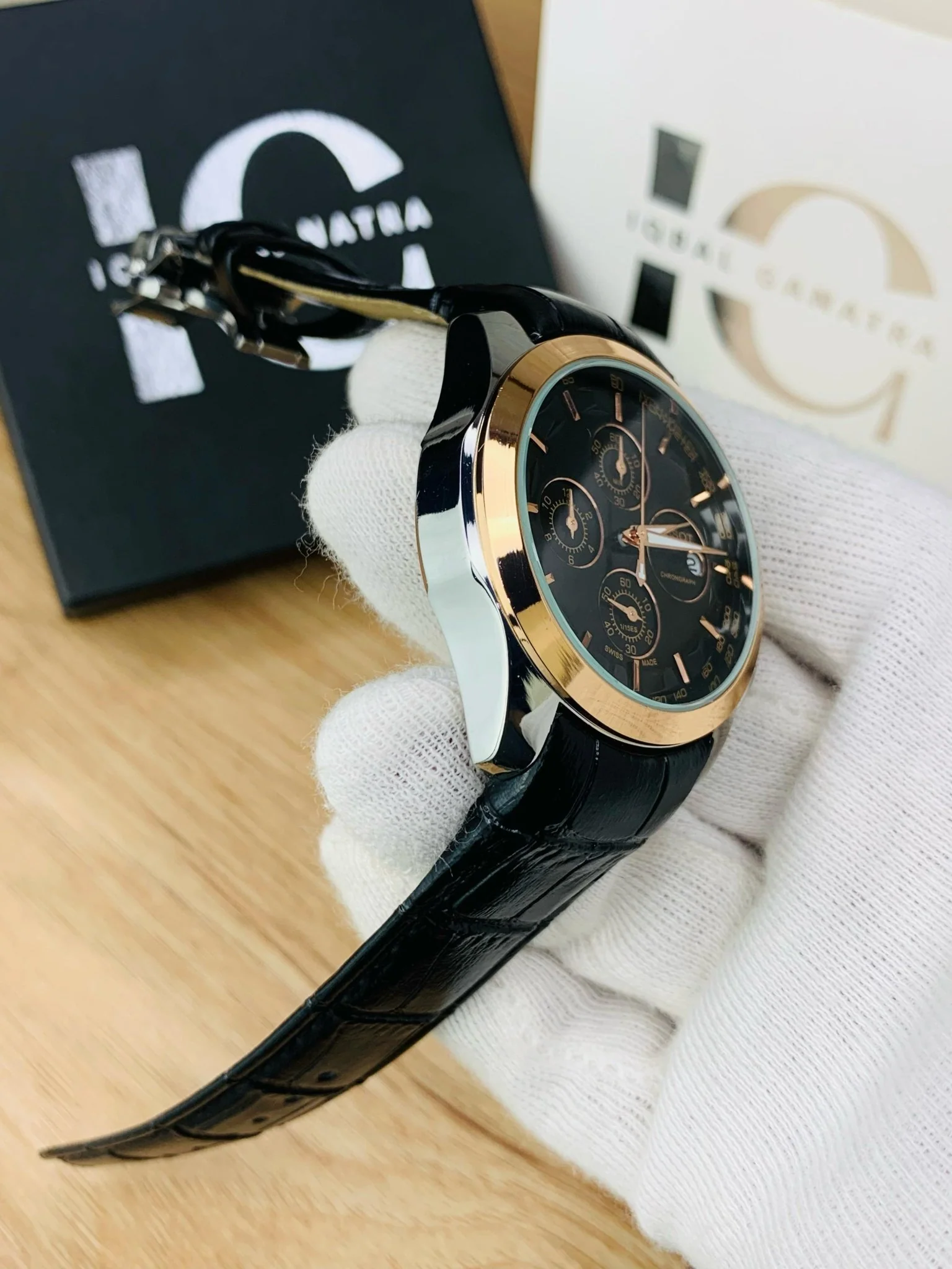 Branded Chronograph working Watch (Black Gold) - Image 4