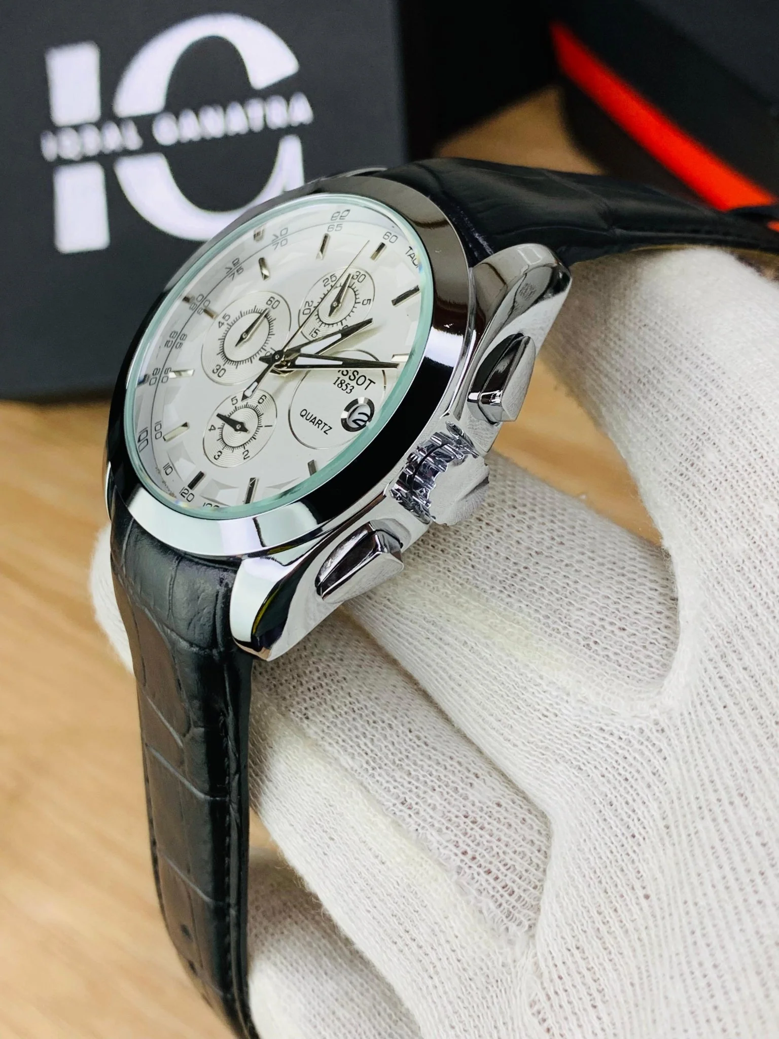 Branded Chronograph working Watch (White Dial Black Strap) - Image 3