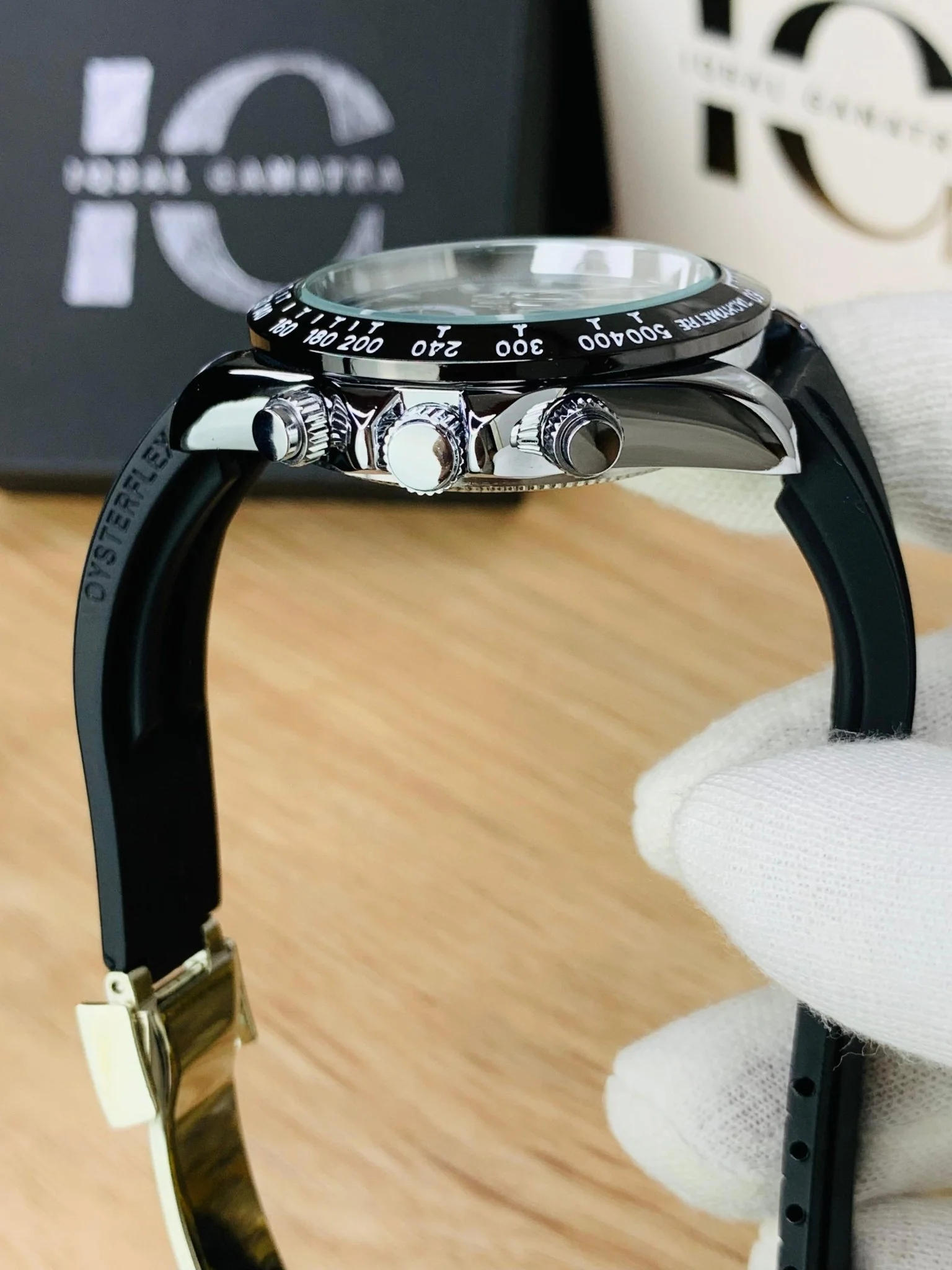 Daytona Chrono (Black Strap Silver Case Inner White) - Image 3