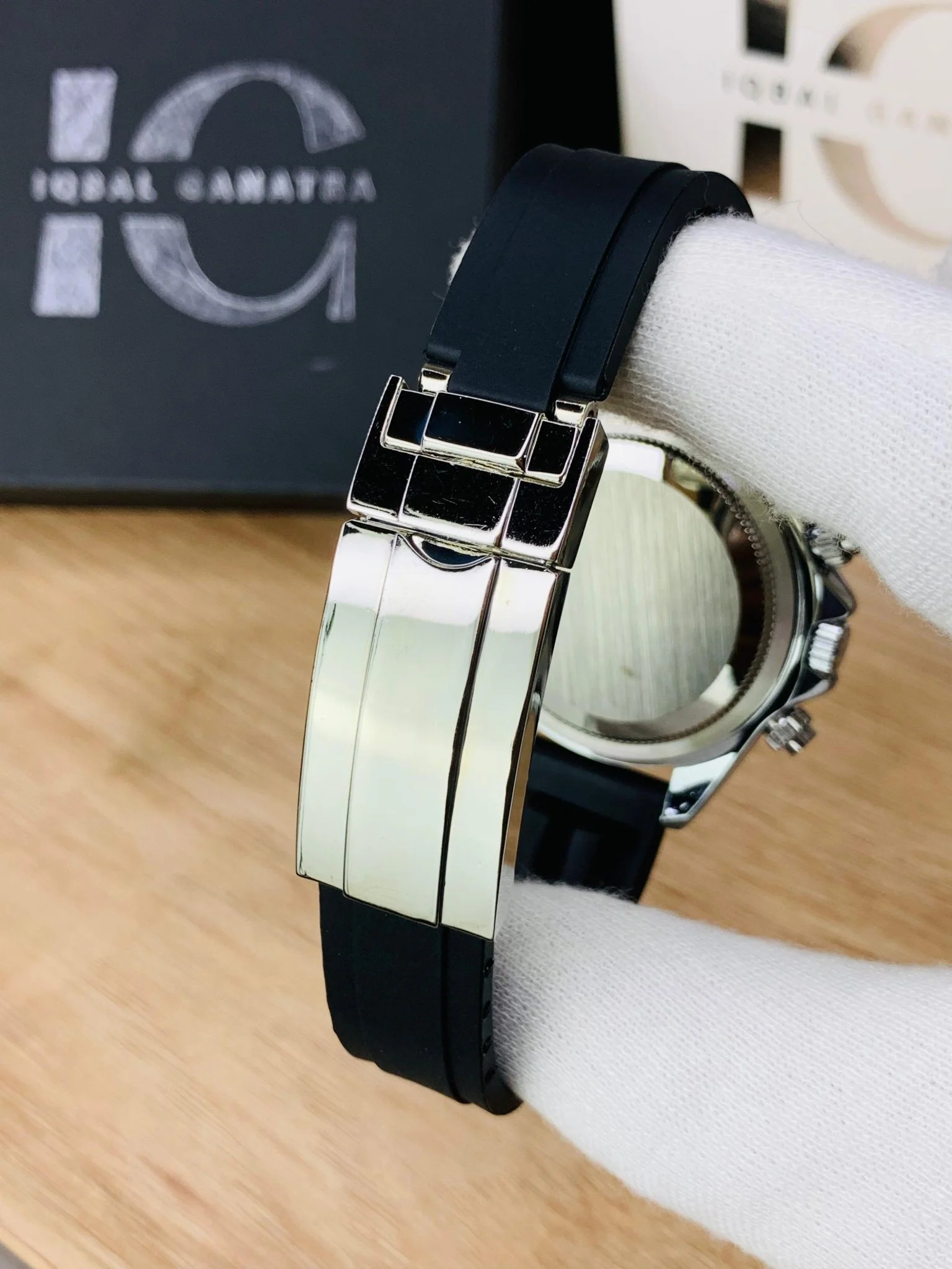 Daytona Chrono (Black Strap Silver Case Inner White) - Image 4