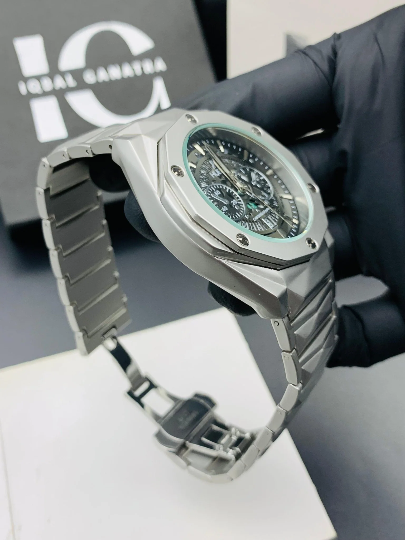 Diamond Cut | Date Adjustment | Texture Chain |Silver Black - Image 3