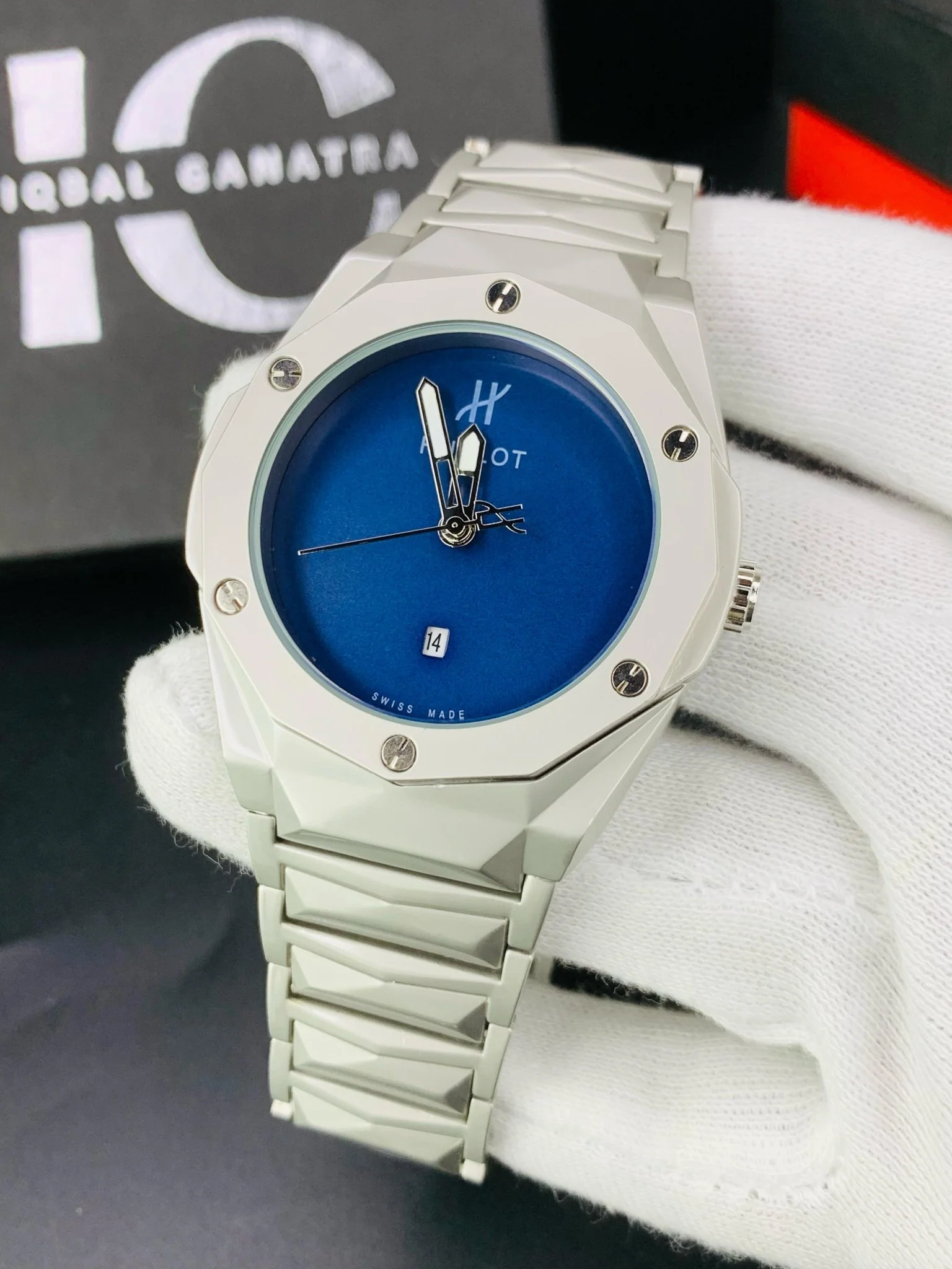 HB Plain Dial | Texture chain | Silver Blue - Image 2