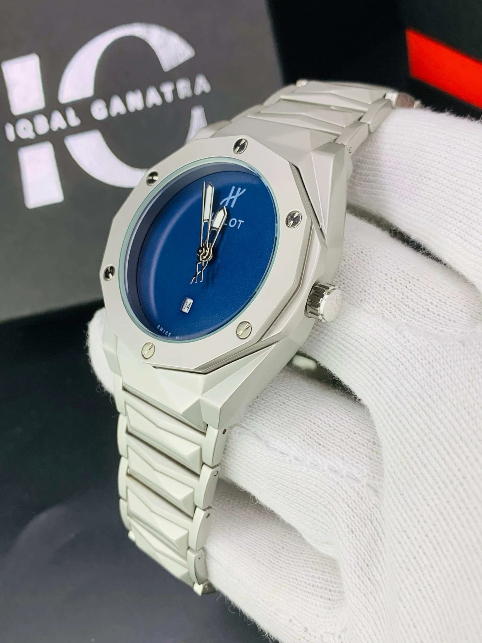 HB Plain Dial | Texture chain | Silver Blue - Image 3